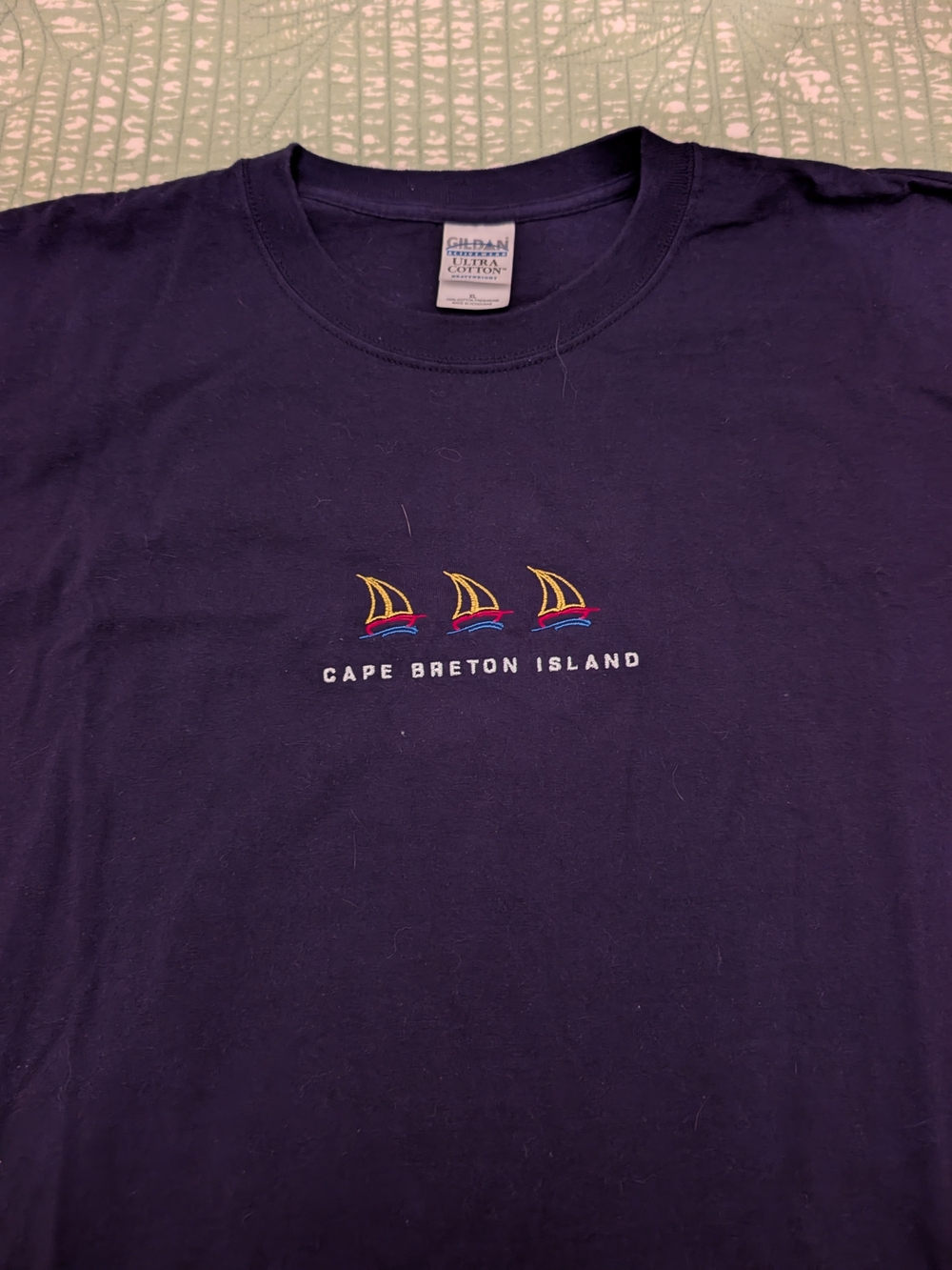 Gildan Navy Cape Breton Island Sailboat Graphic Tee